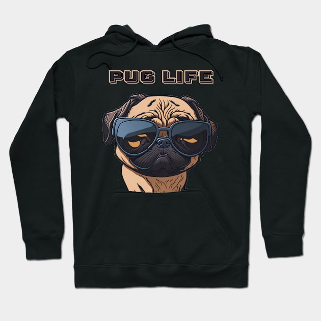 Pug Life - Cool pug with Shades Hoodie by Thompson Prints